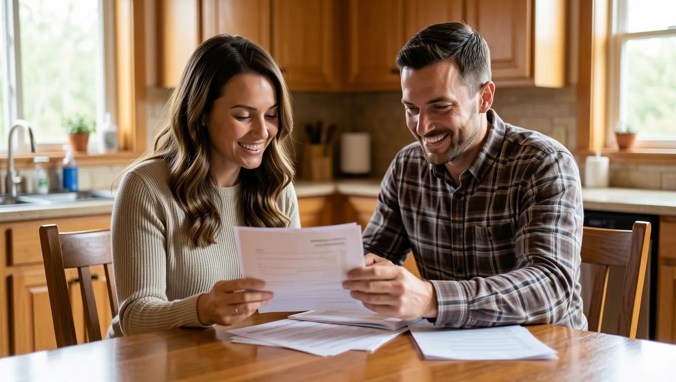 Wisconsin couple reviewing loan options at home