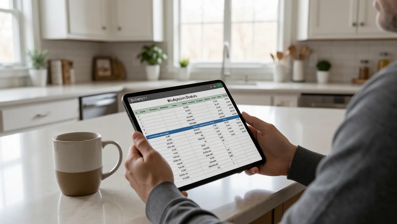 Person reviewing personal finances on a digital tablet