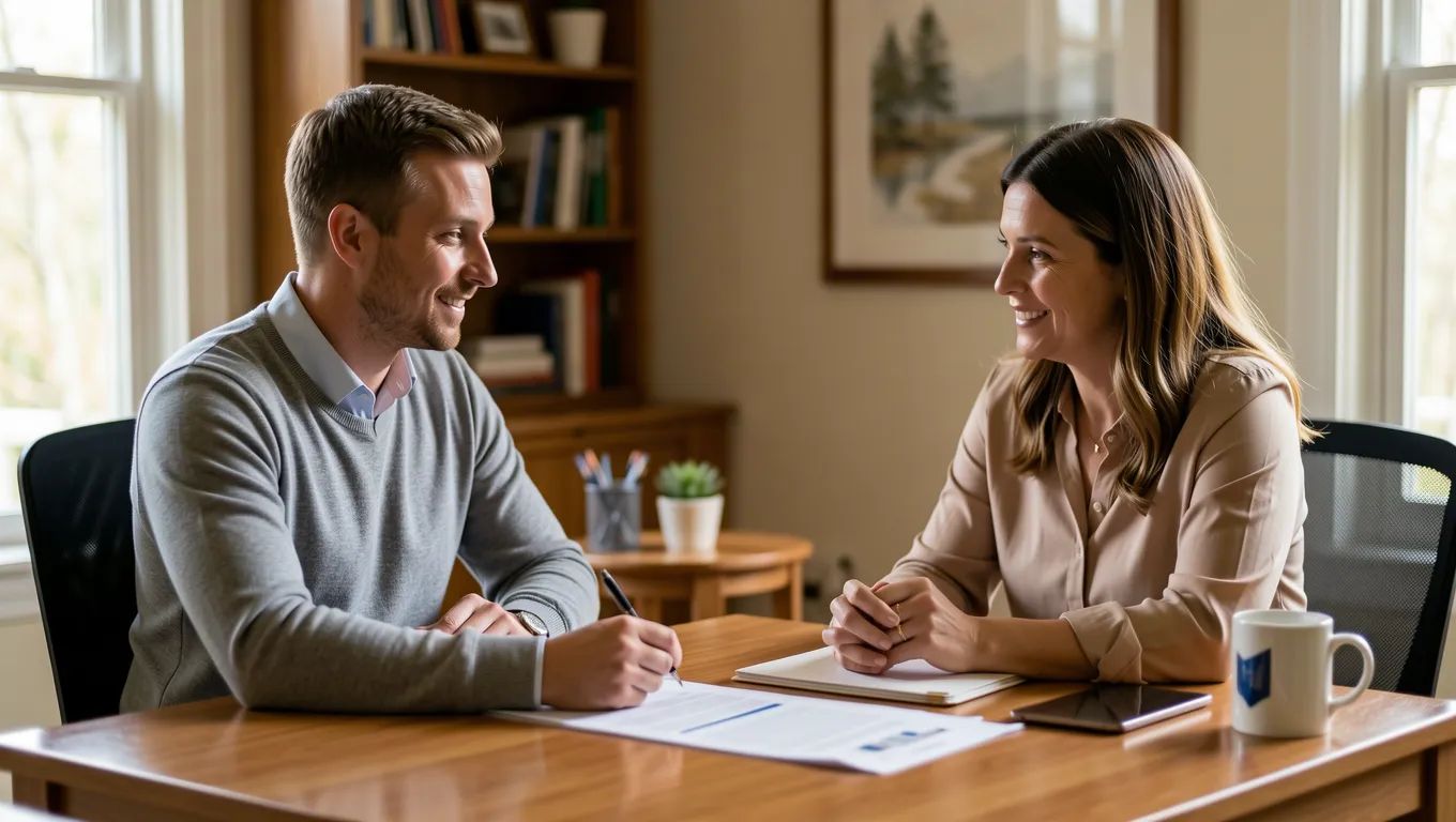 Wisconsin resident consulting a financial counselor about debt