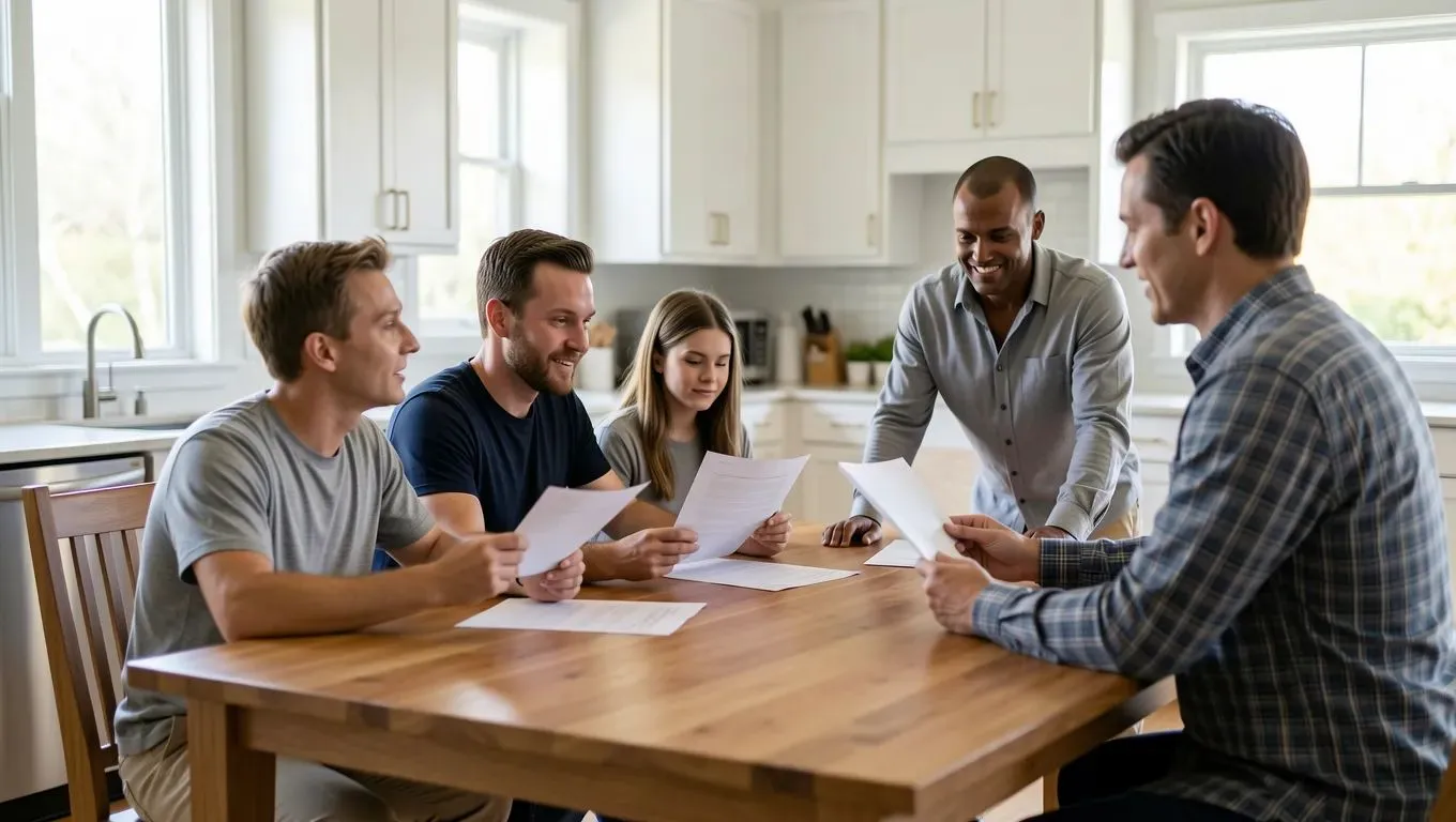 Wisconsin family carefully reviewing personal loan paperwork