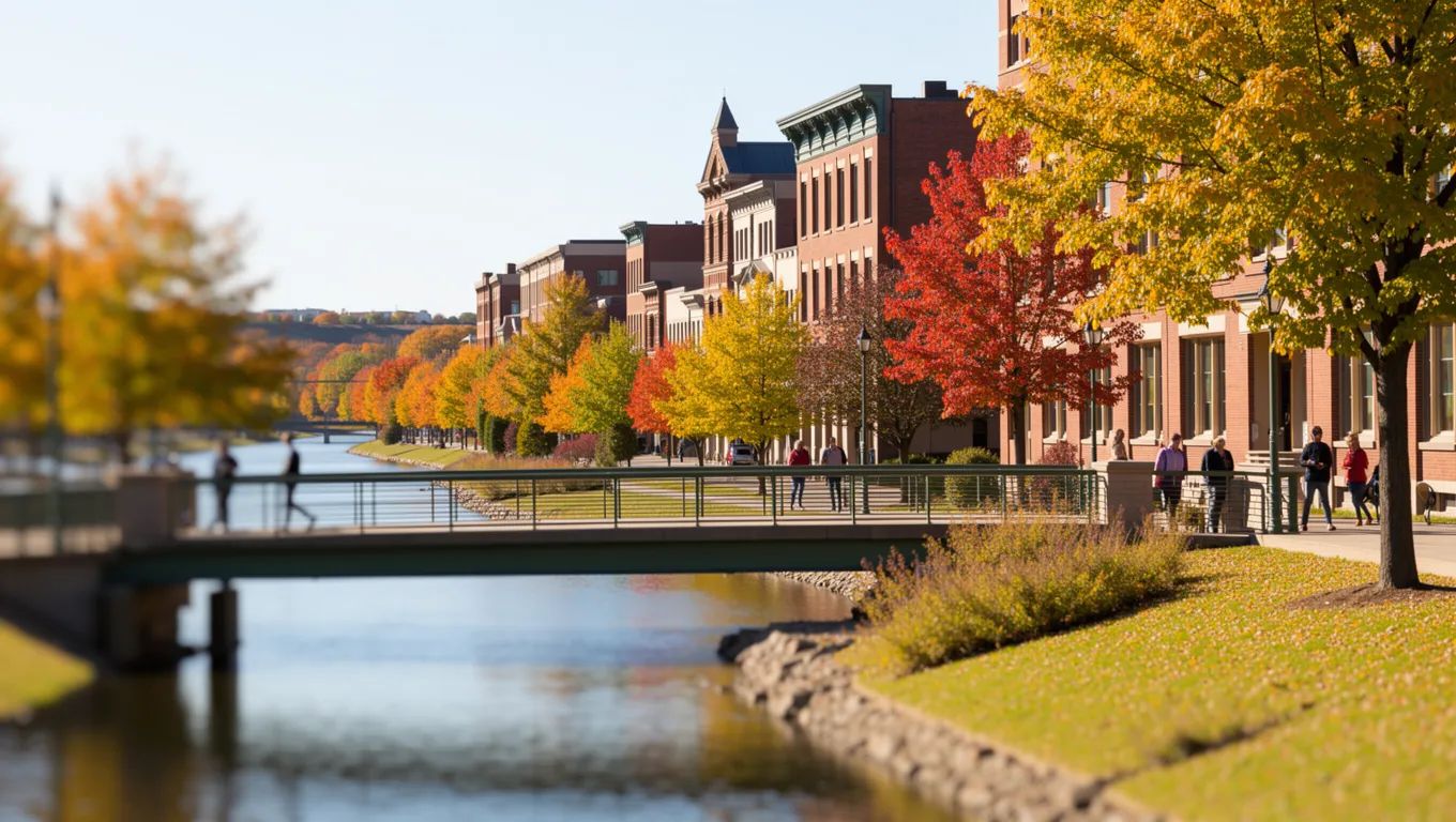 Green Bay Wisconsin downtown and Fox River